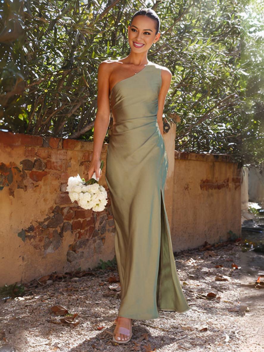 Olivia | Women's Satin Weddingguest Maxi Dress foto 1