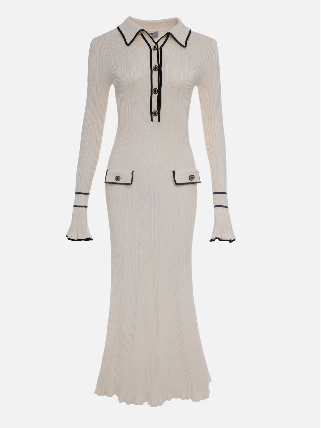 Agnes Ribbed Knit Dress with Polo Collar Foto 4