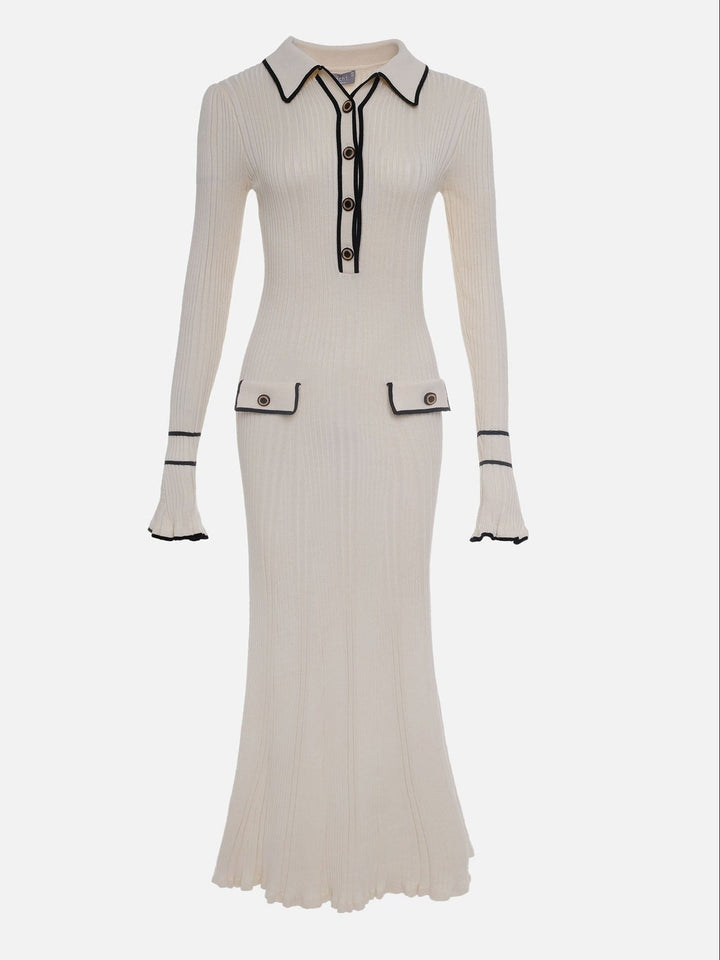Agnes Ribbed Knit Dress with Polo Collar Foto 4