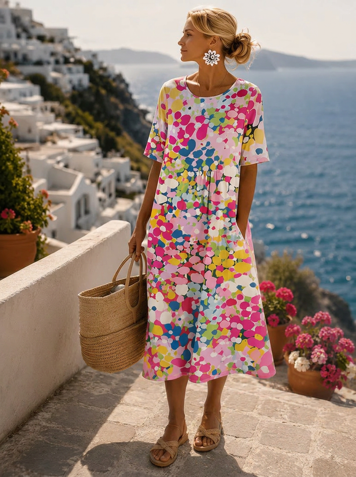 Airy Floral Midi Beach Dress in Pink