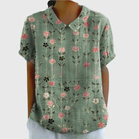 Sophia | Floral Short-Sleeve Blouse with Collar
