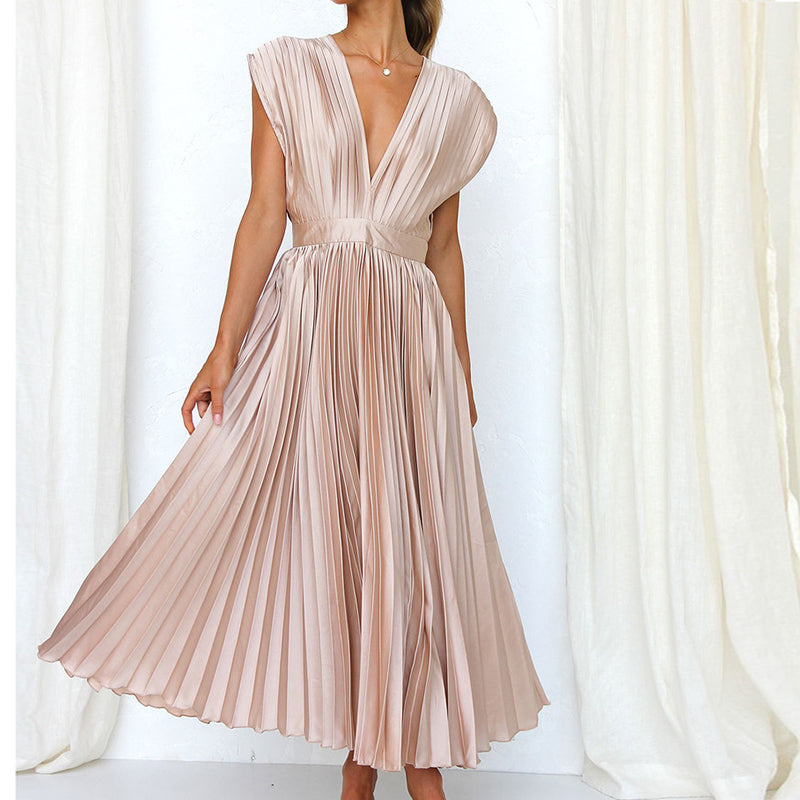 Boho Fall Wedding Guest Midi Dress in Champagner