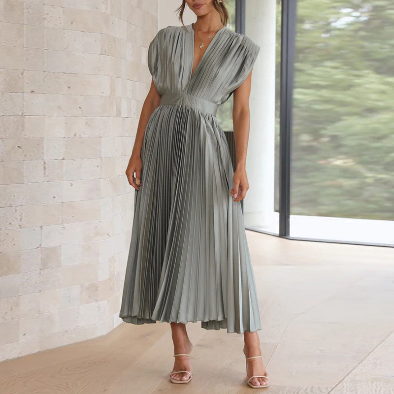 Boho Fall Wedding Guest Midi Dress in Grey 2