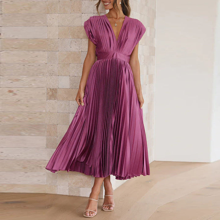 Boho Fall Wedding Guest Midi Dress in Purple 1