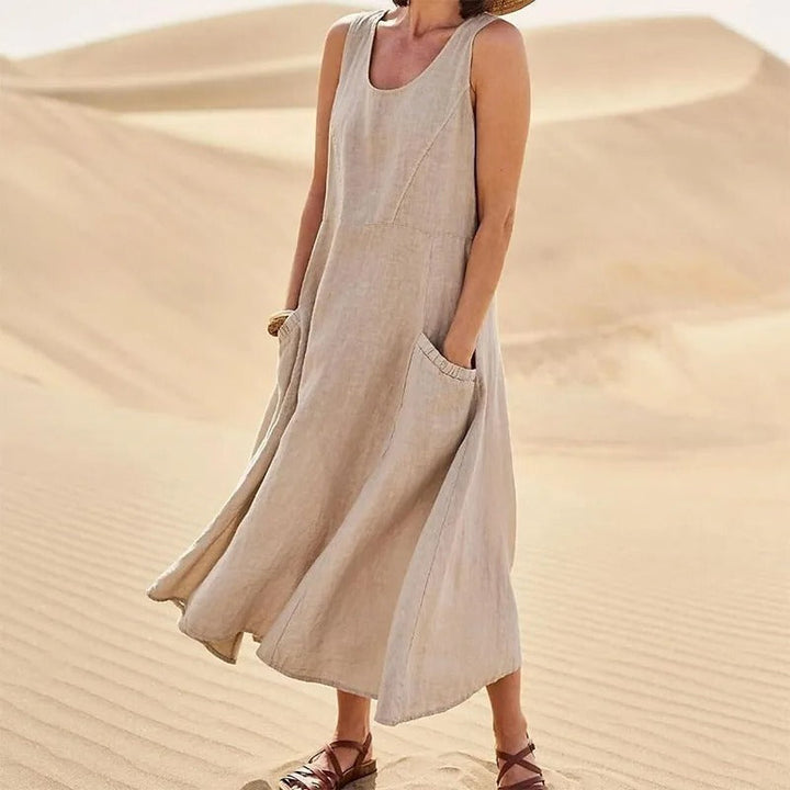 Breezy Mini Beach Dress for Summer in Beige