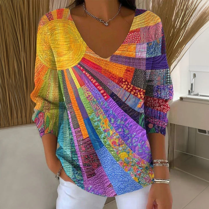 Buntes Patchwork T-Shirt Womens t-shirt