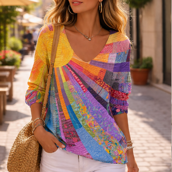 Buntes Patchwork T-Shirt Womens t-shirt (3)