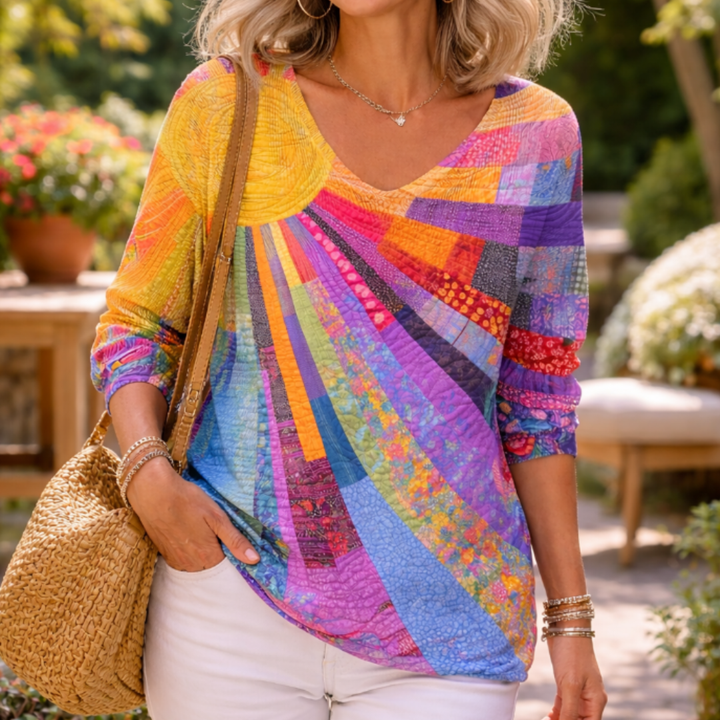 Buntes Patchwork T-Shirt Womens t-shirt (4)