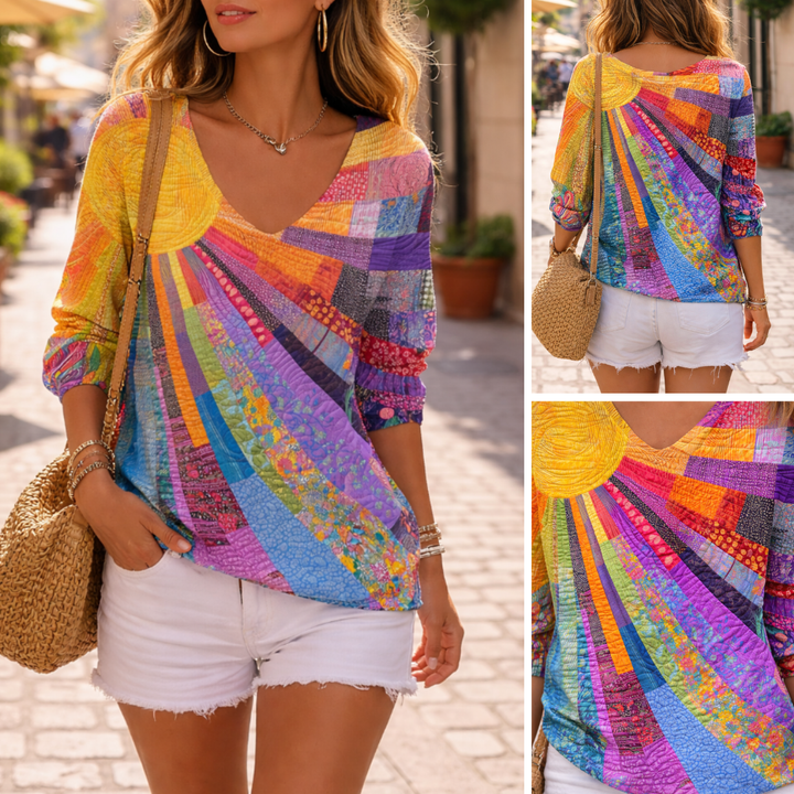 Buntes Patchwork T-Shirt Womens t-shirt (6)