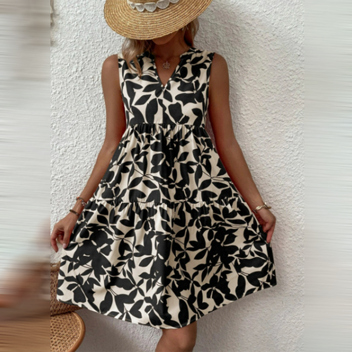 Casual Midi Dress for Wedding Guests in Black