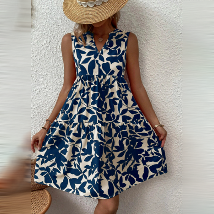 Casual Midi Dress for Wedding Guests in Dark Blue
