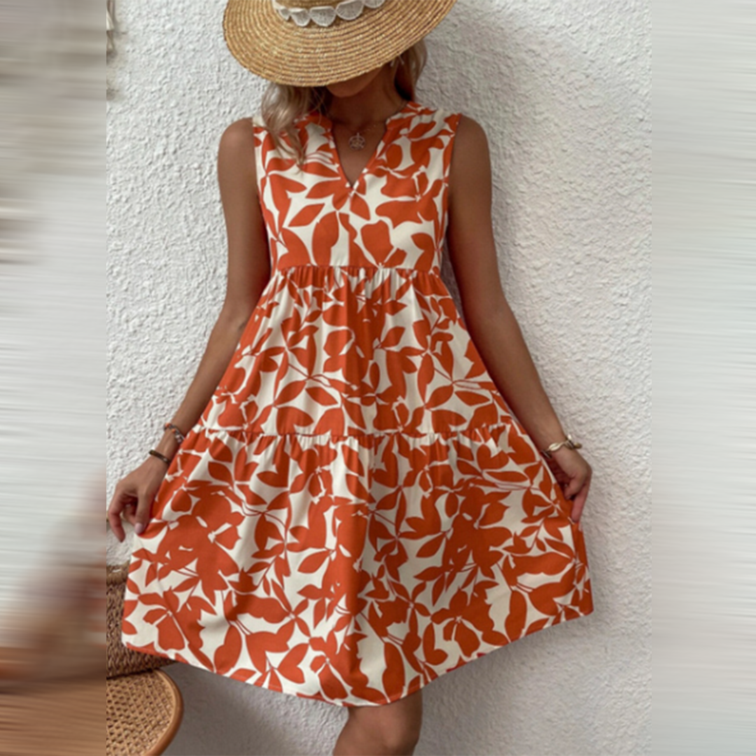 Casual Midi Dress for Wedding Guests in Orange