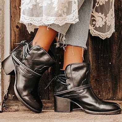 Classic leather ankle boots for women in Black