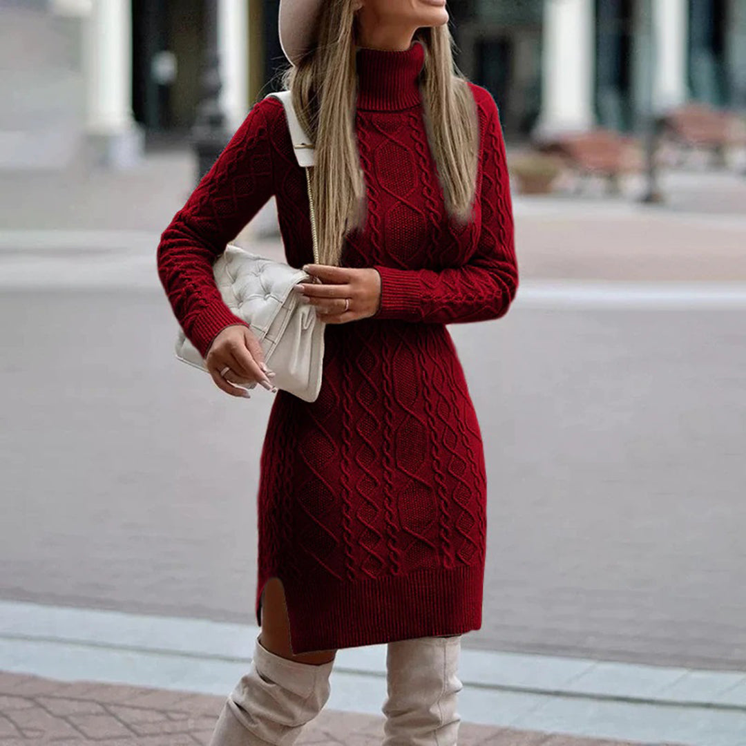 Connie Cable Knit Dress with Roll Neck Foto 1