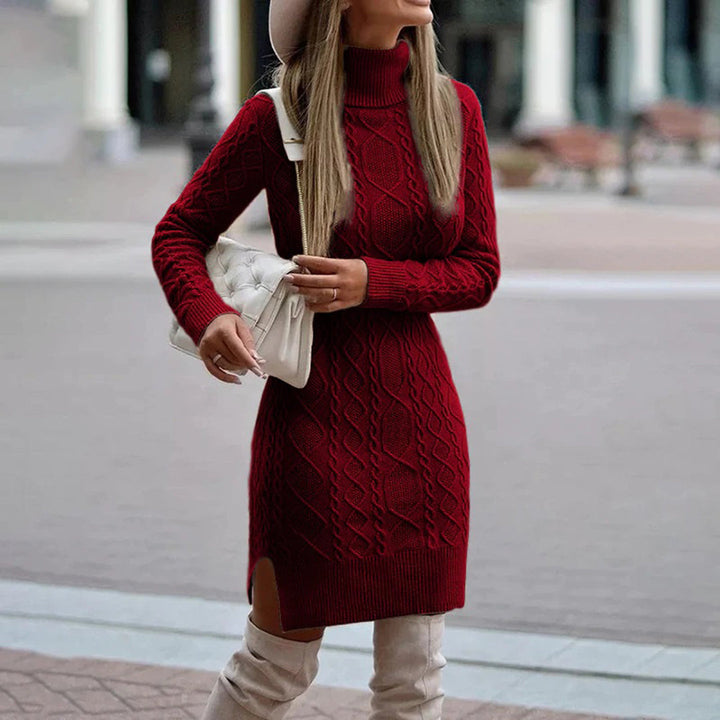Connie Cable Knit Dress with Roll Neck Foto 1