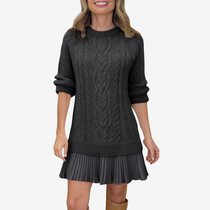Cosy Knitted Jumper Dress for Women in Black