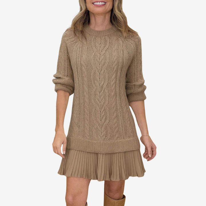 Cosy Knitted Jumper Dress for Women in Brown