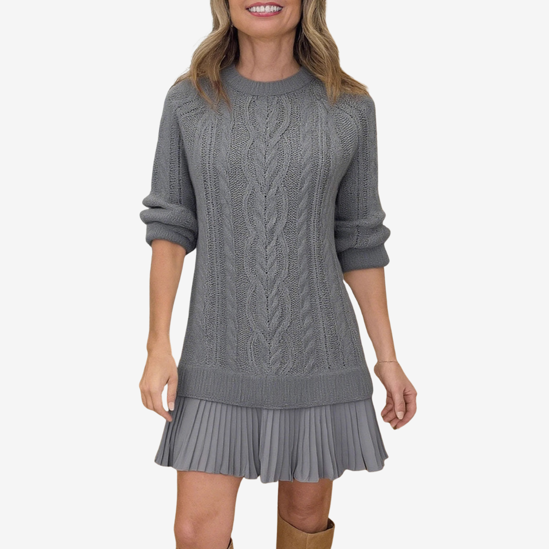 Cosy Knitted Jumper Dress for Women in Grey