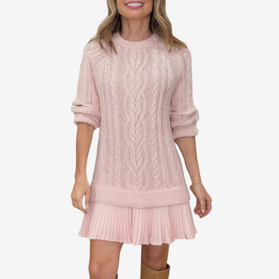 Cosy Knitted Jumper Dress for Women in Pink