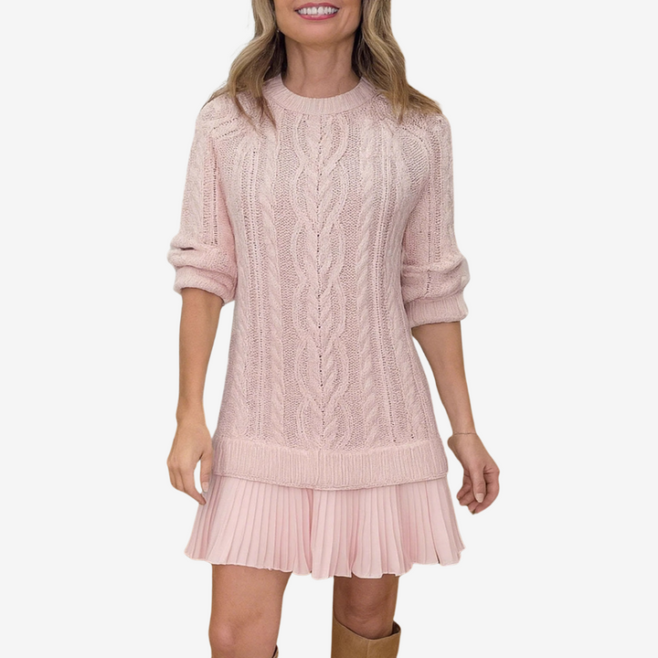 Cosy Knitted Jumper Dress for Women in Pink
