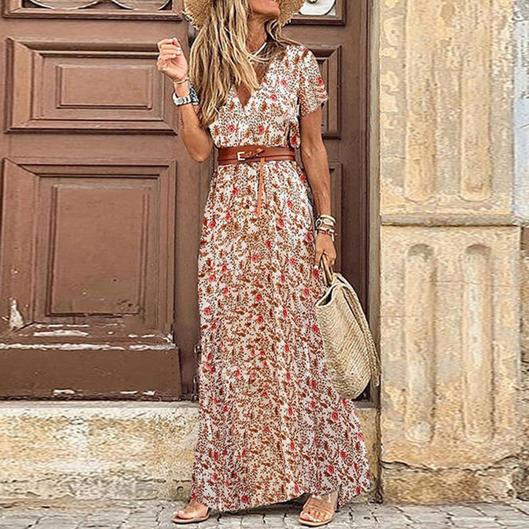 Cotton Maxi Dress for Wedding Guests in Red