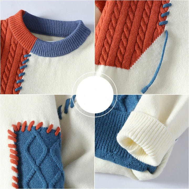 Cozy Men's Pullover with Patchwork for Autumn (7)