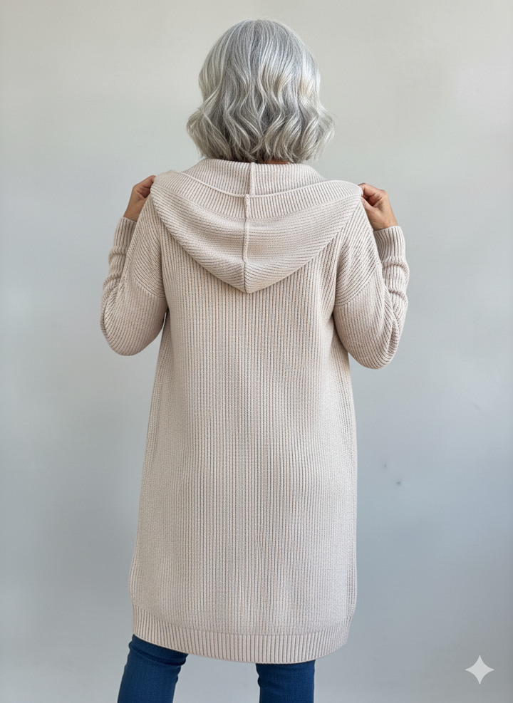 Cozy Women's Longline Hooded Knit Cardigan (3)
