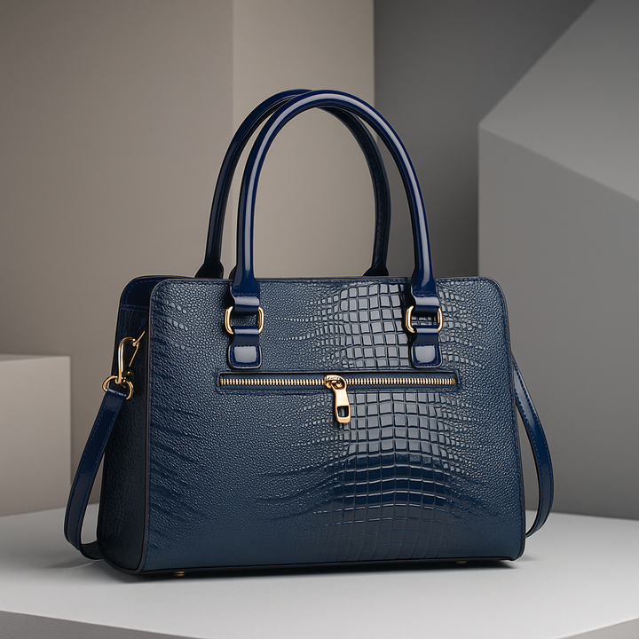Croc-Effect Structured Leather Tote Bag (2)