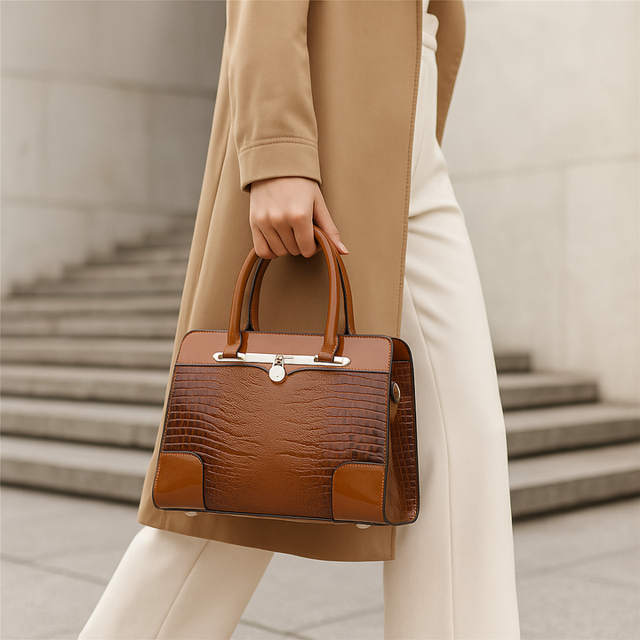 Croc-Effect Structured Leather Tote Bag (5)