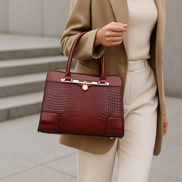 Croc-Effect Structured Leather Tote Bag (7)
