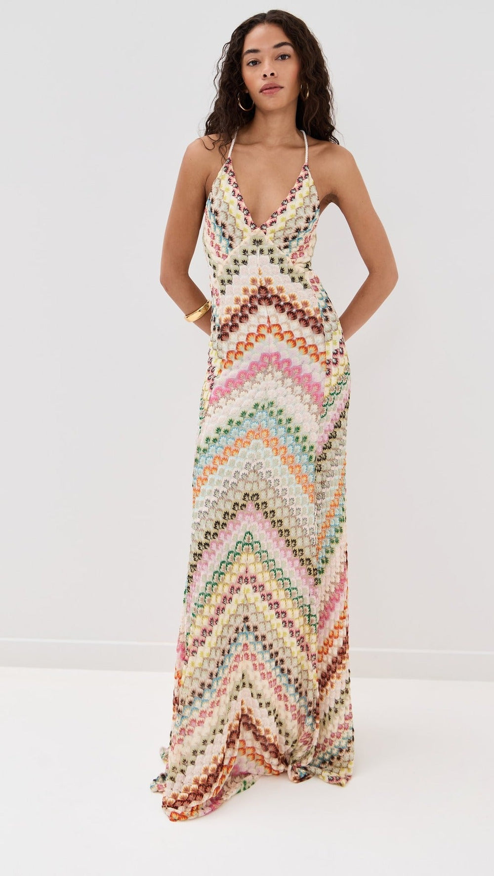 Crochet V Neck Maxi Dress for Wedding Guests (2)