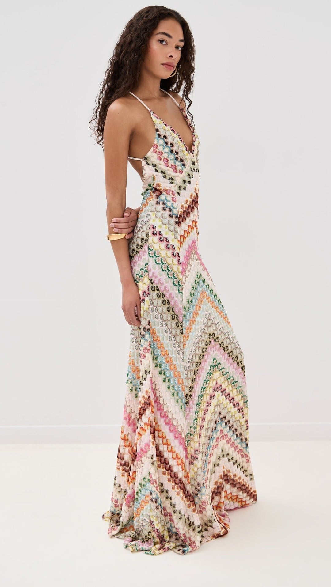 Crochet V Neck Maxi Dress for Wedding Guests (3)