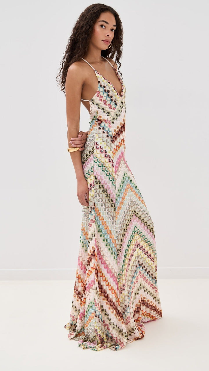 Crochet V Neck Maxi Dress for Wedding Guests (3)