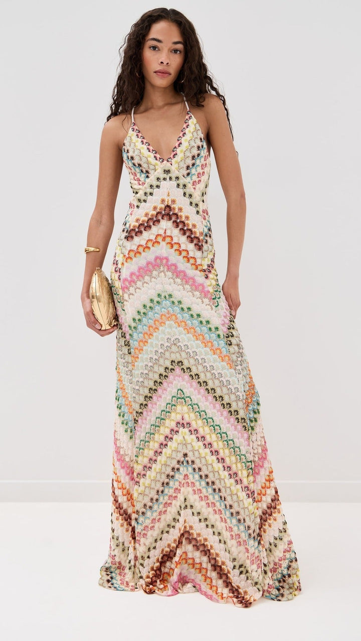 Crochet V Neck Maxi Dress for Wedding Guests (4)
