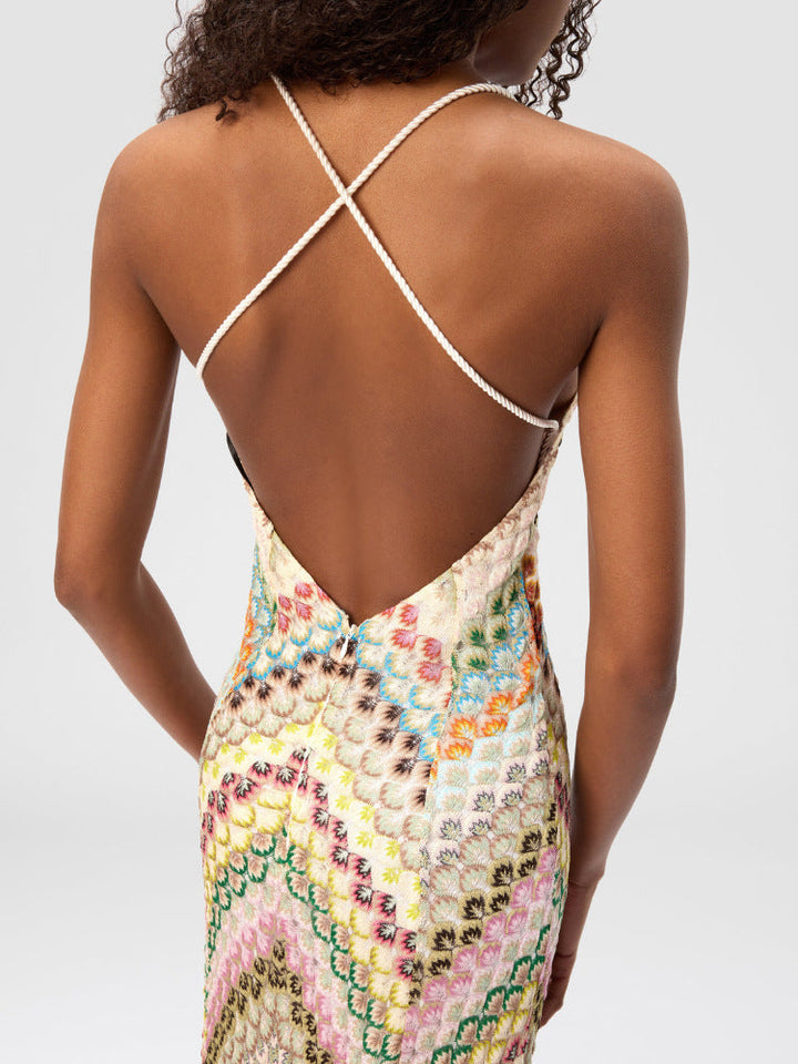 Crochet V Neck Maxi Dress for Wedding Guests (7)