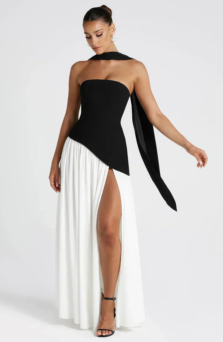 Damen Asymmetrisches Maxi Kleid für in Black 1