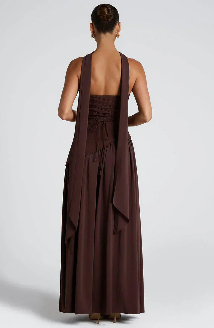 Damen Asymmetrisches Maxi Kleid für in Brown 3
