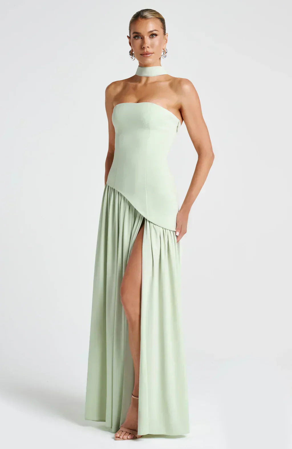 Damen Asymmetrisches Maxi Kleid für in Green 2