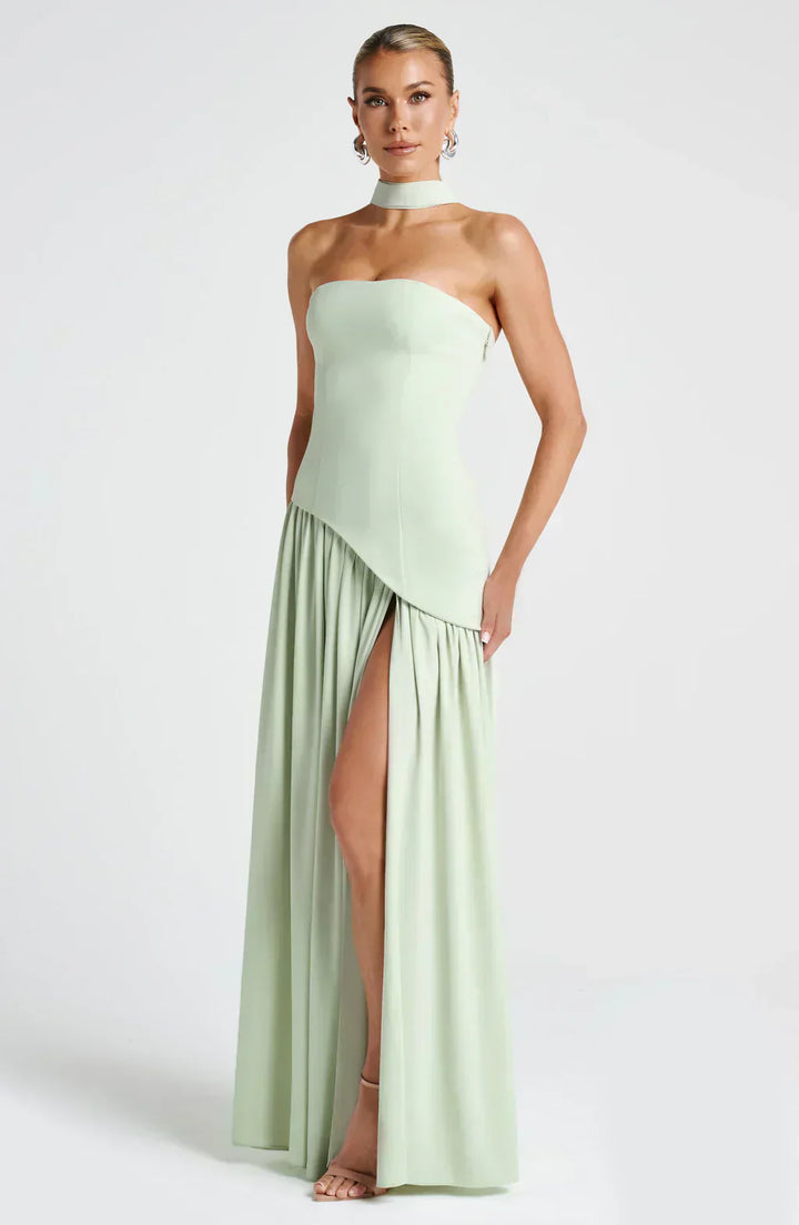 Damen Asymmetrisches Maxi Kleid für in Green 2