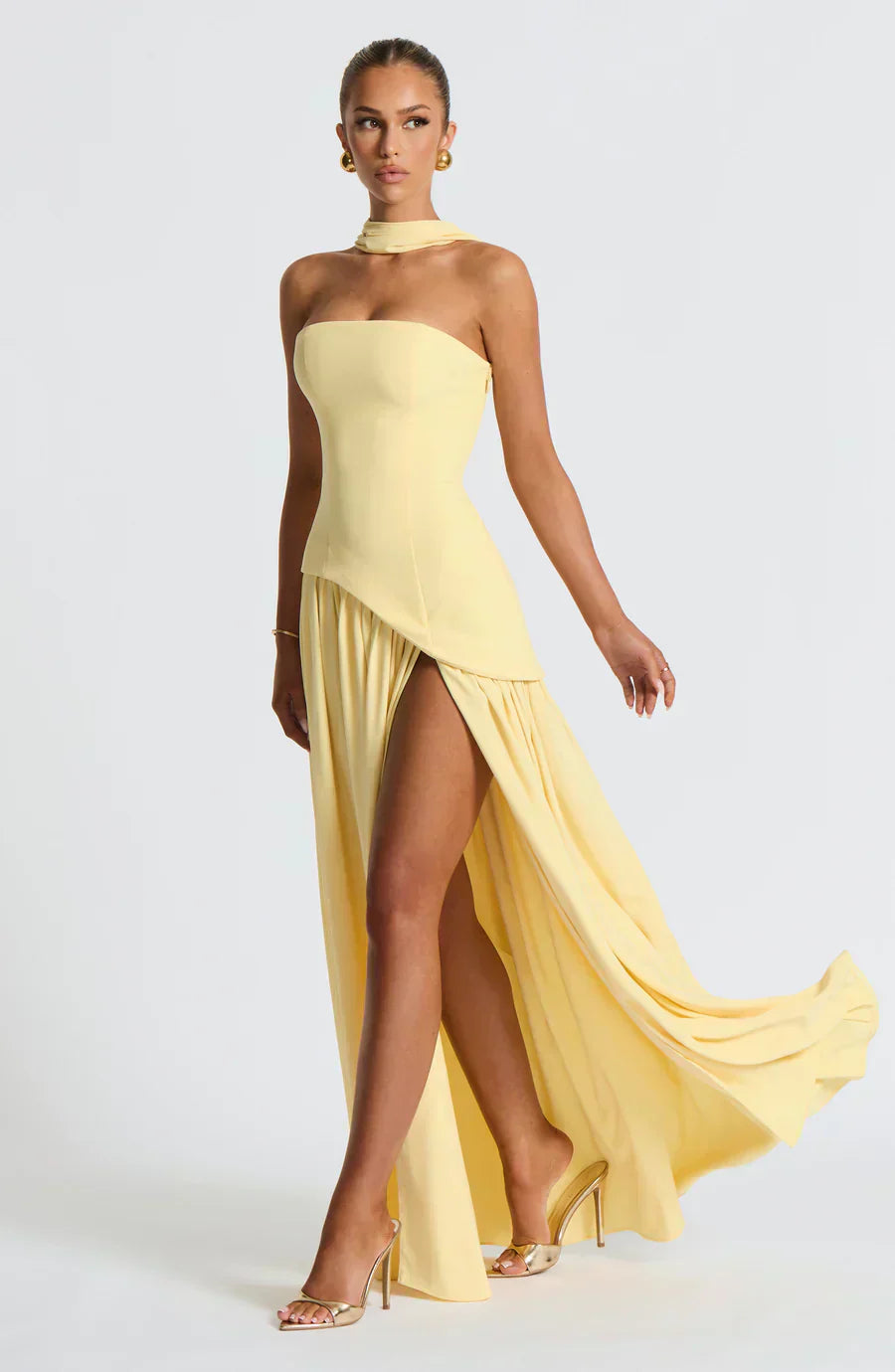 Damen Asymmetrisches Maxi Kleid für in Yellow