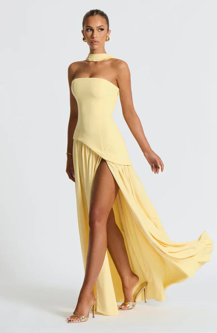 Damen Asymmetrisches Maxi Kleid für in Yellow