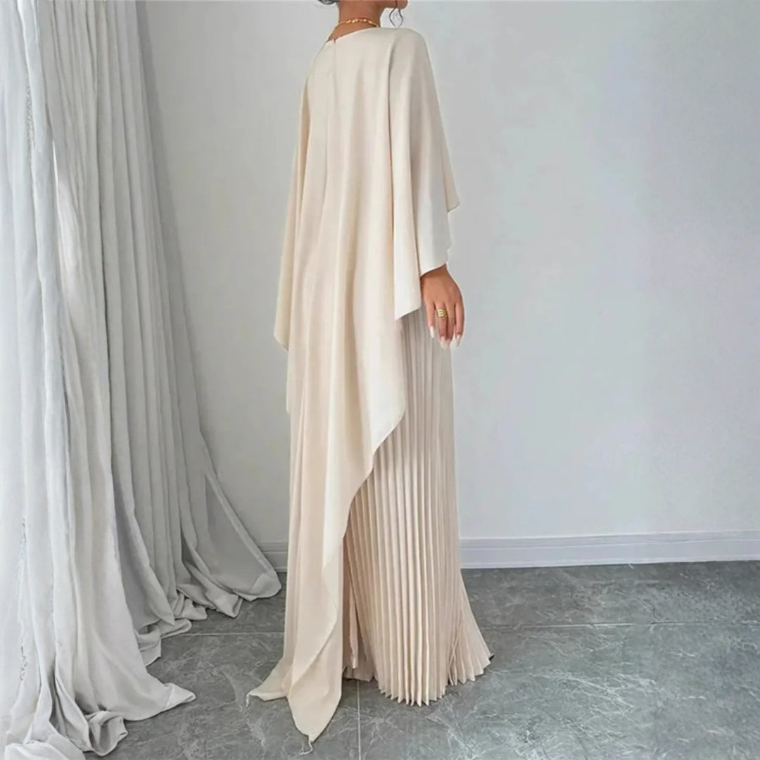 Damen Hochzeitsgast Gefaltetes Cape Maxikleid (2)