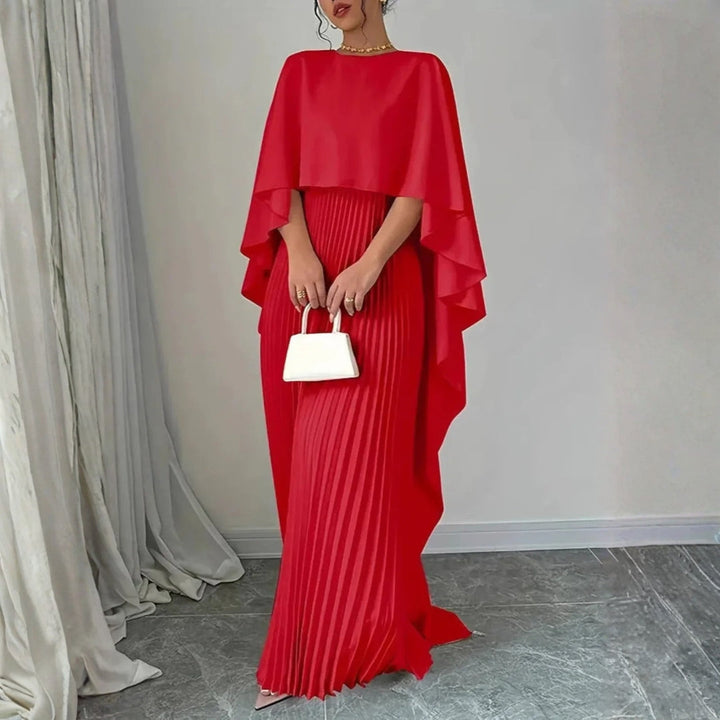 Damen Hochzeitsgast Gefaltetes Cape Maxikleid in Red