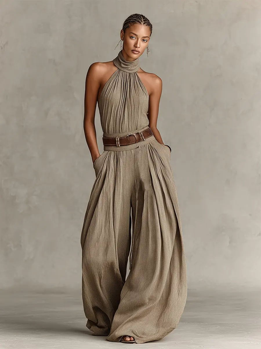 Damen Neckholder Weites Bein Jumpsuit (2)