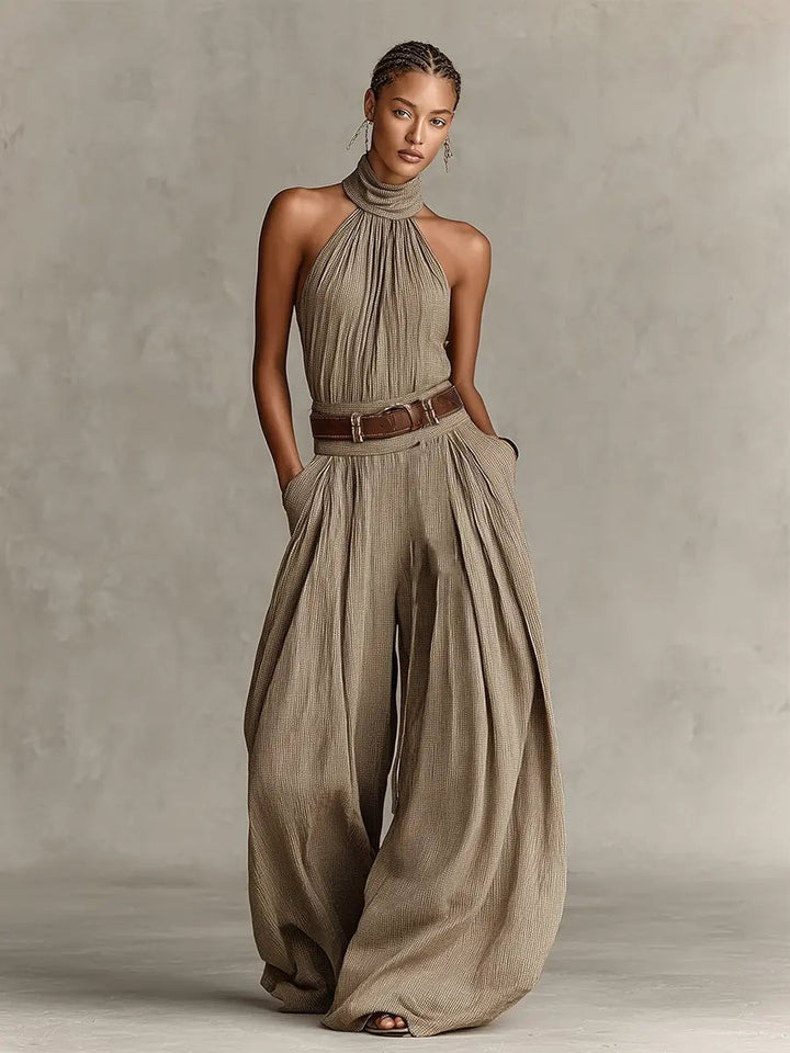 Damen Neckholder Weites Bein Jumpsuit (2)