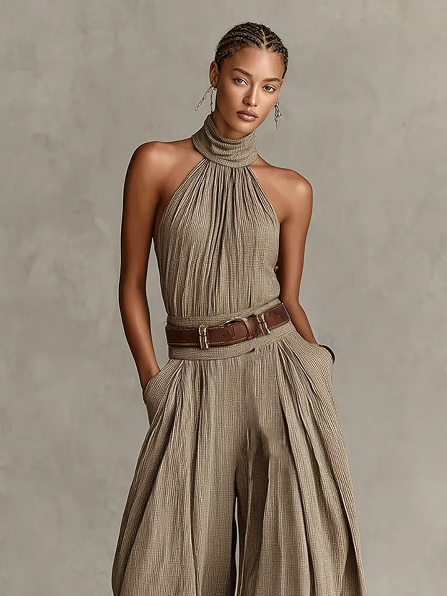 Damen Neckholder Weites Bein Jumpsuit (3)