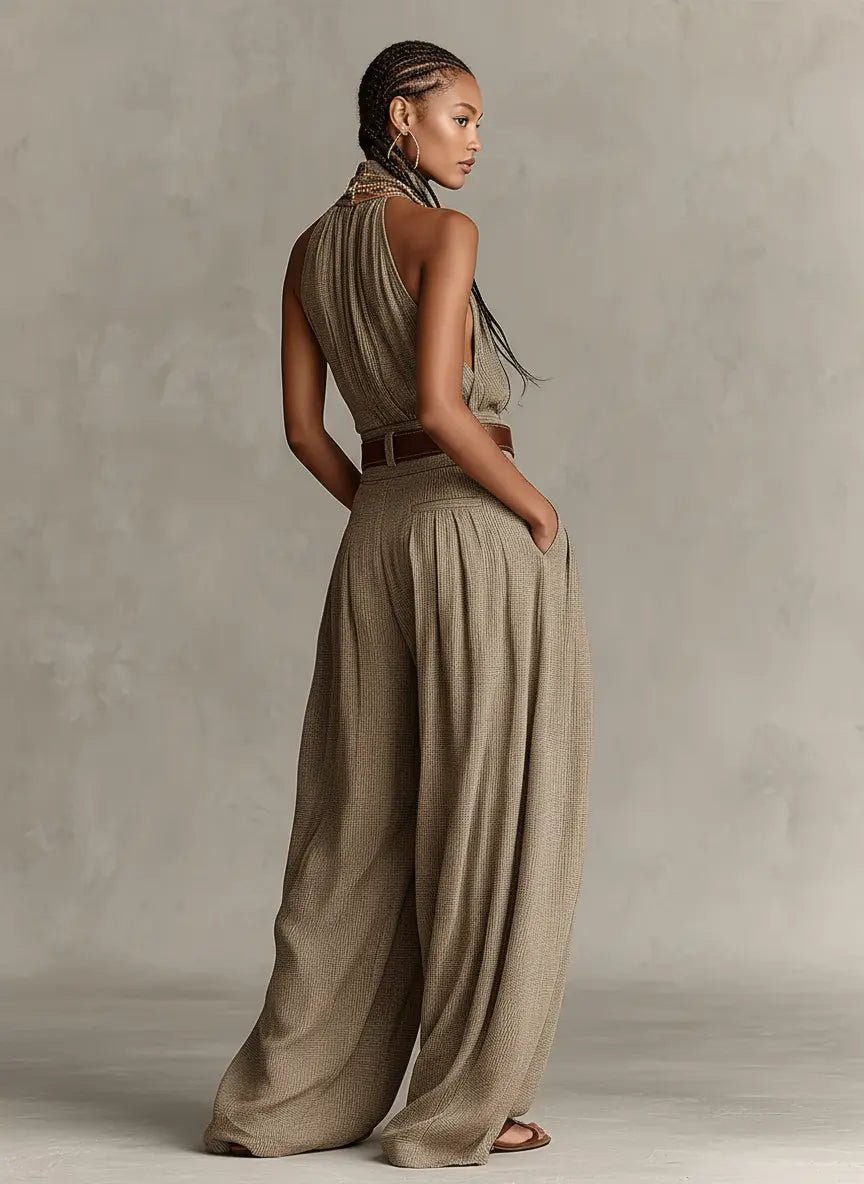 Damen Neckholder Weites Bein Jumpsuit (5)