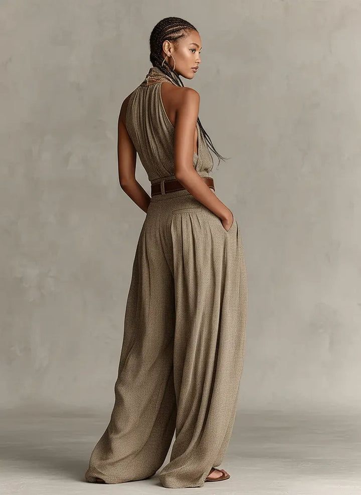 Damen Neckholder Weites Bein Jumpsuit (5)