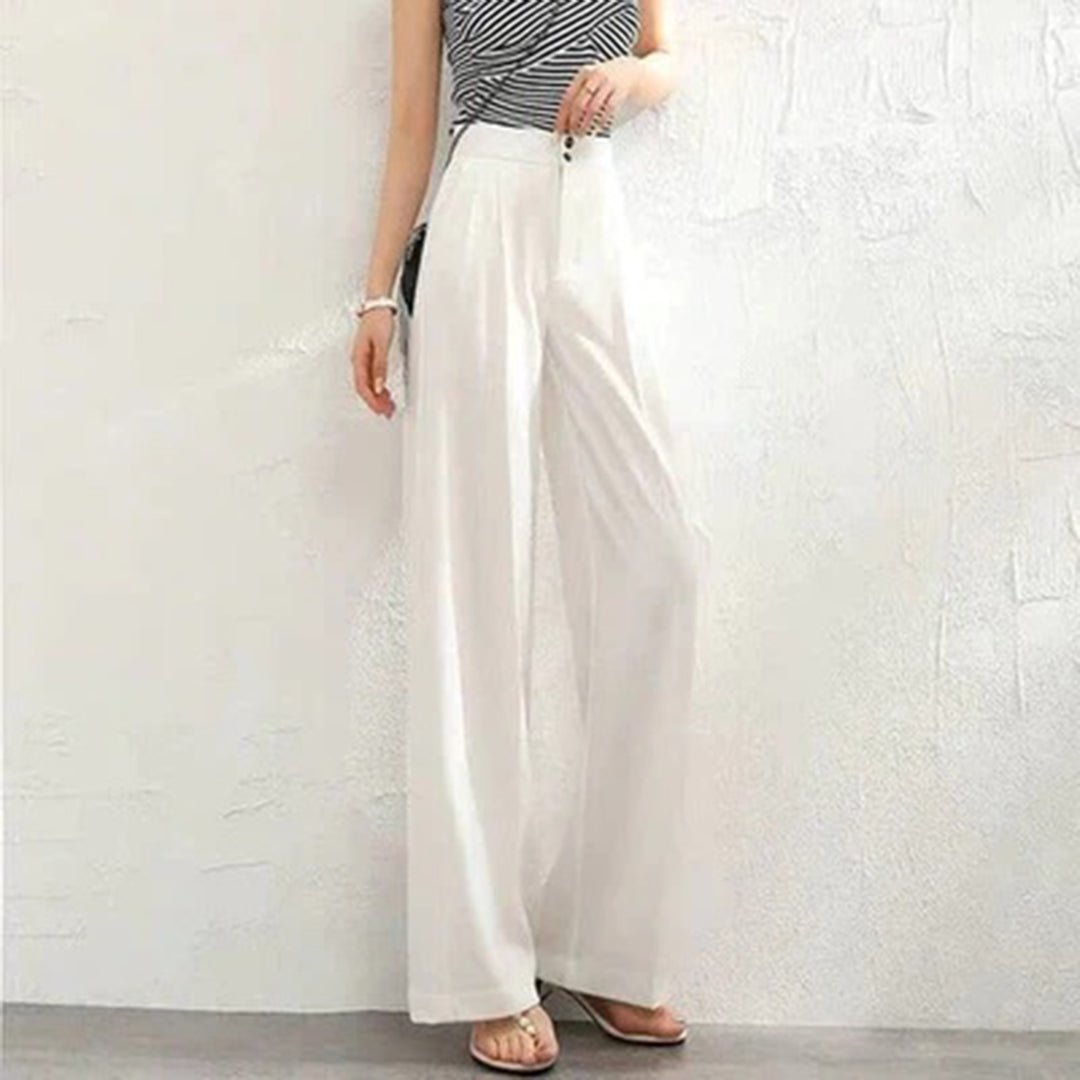 Dana Wide Linen Palazzo Trousers with High Waist Foto 1