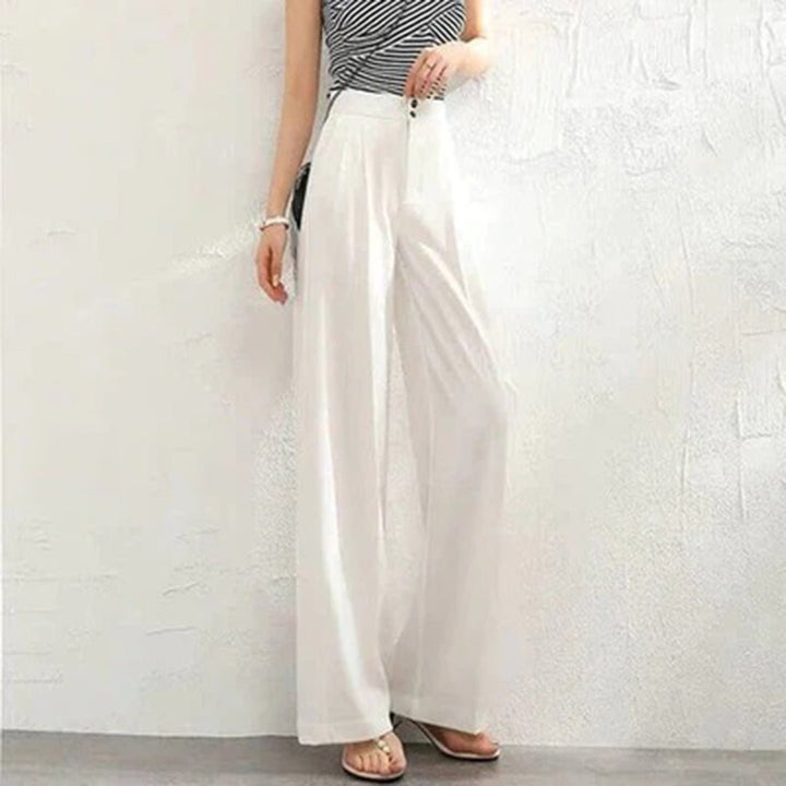 Dana Wide Linen Palazzo Trousers with High Waist Foto 1